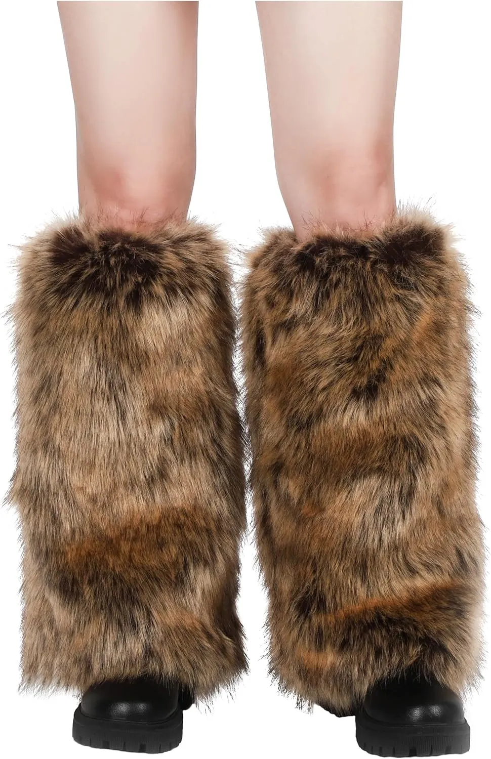 LA CARRIE Women Faux Fur Leg Warmers Long Furry Leg Foot Cuffs Girls Winter Boot Socks