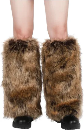 LA CARRIE Women Faux Fur Leg Warmers Long Furry Leg Foot Cuffs Girls Winter Boot Socks