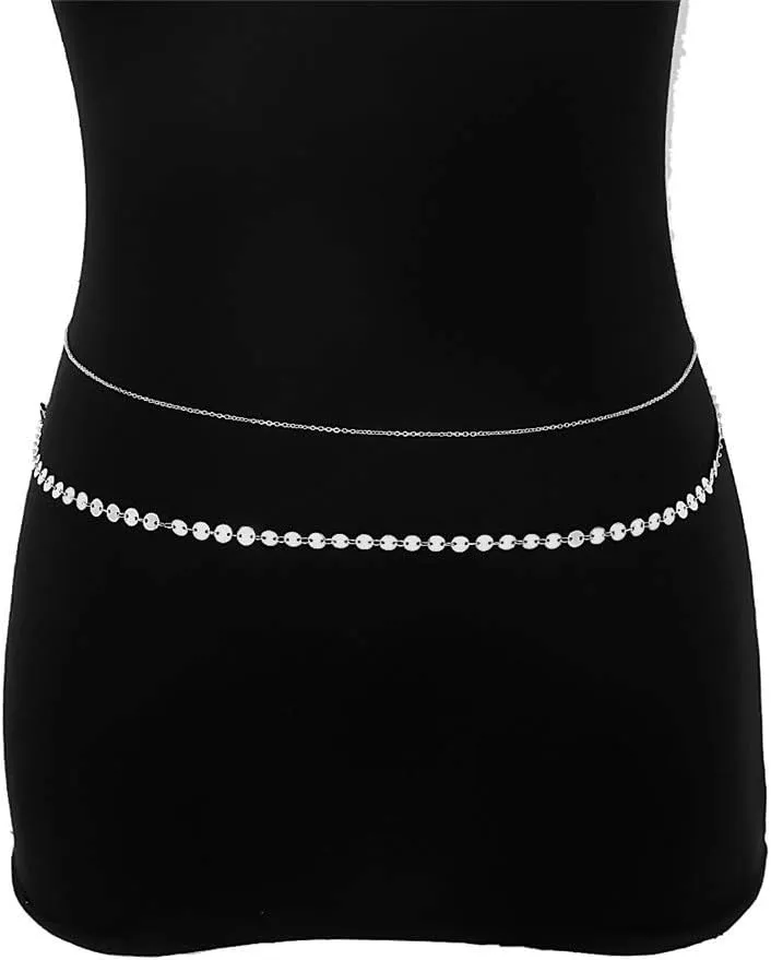 Ladies' Minimalist Sequin Double-Layer Waist Chain Body Chain Waist Chain Accessory