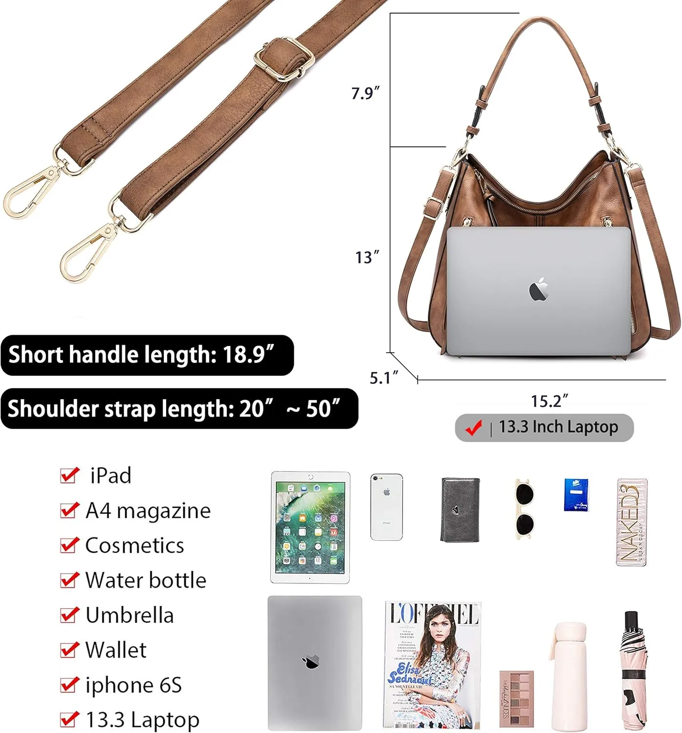 lapsting Hobo Bags for Women Handbags Purse Ladies Boho Shoulder Bag Crossbody Purses Faux Leather
