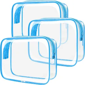 LETGO TSA Approved Toiletry Bag - Clear Makeup Bag Waterproof Quart Size Bag, Travel Makeup Cosmetic Bag for Women Travel Car Accessories Essentials for Men and Women (Clear-Blue)