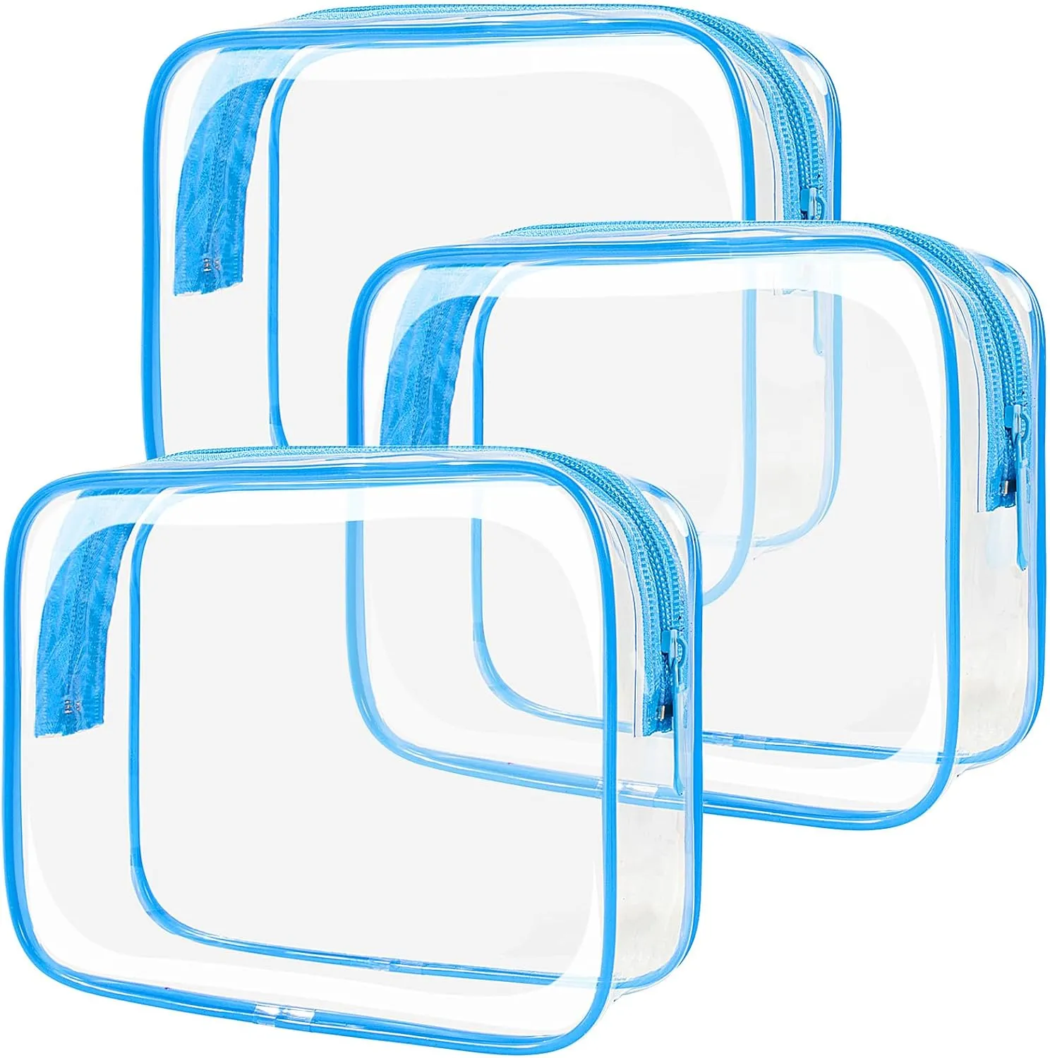 LETGO TSA Approved Toiletry Bag - Clear Makeup Bag Waterproof Quart Size Bag, Travel Makeup Cosmetic Bag for Women Travel Car Accessories Essentials for Men and Women (Clear-Blue)