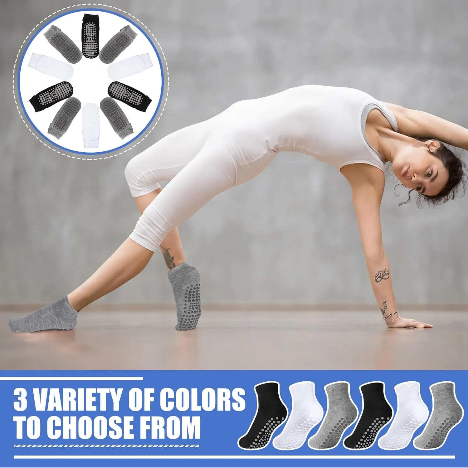 Liitrsh 60 Pairs Yoga Socks Anti Skid Pilate Socks Hospital Non Slip Anklets with Grips for Women Pilates
