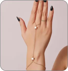 LIU JUN Hand Chain Bracelet For Women, 14k Finger Ring Chains Bracelets Heart Infinity Summer Minimalist Boho Beach Stainless Steel Gift Jewelry