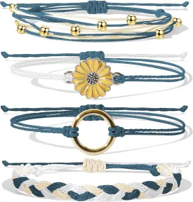 Long tiantian String Bracelets for Women Cute Boho Bracelets Friendship Bracelet Waterproof Summer Outfits Adjustable Wave Surfer Beach Bracelet