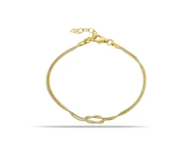Love Knot Bracelet. Minimal Snake Chain Designer Bracelet. UNISEX gold plated High quality Sterling silver Jewelry for a meaningful timeless gift! (Gold)