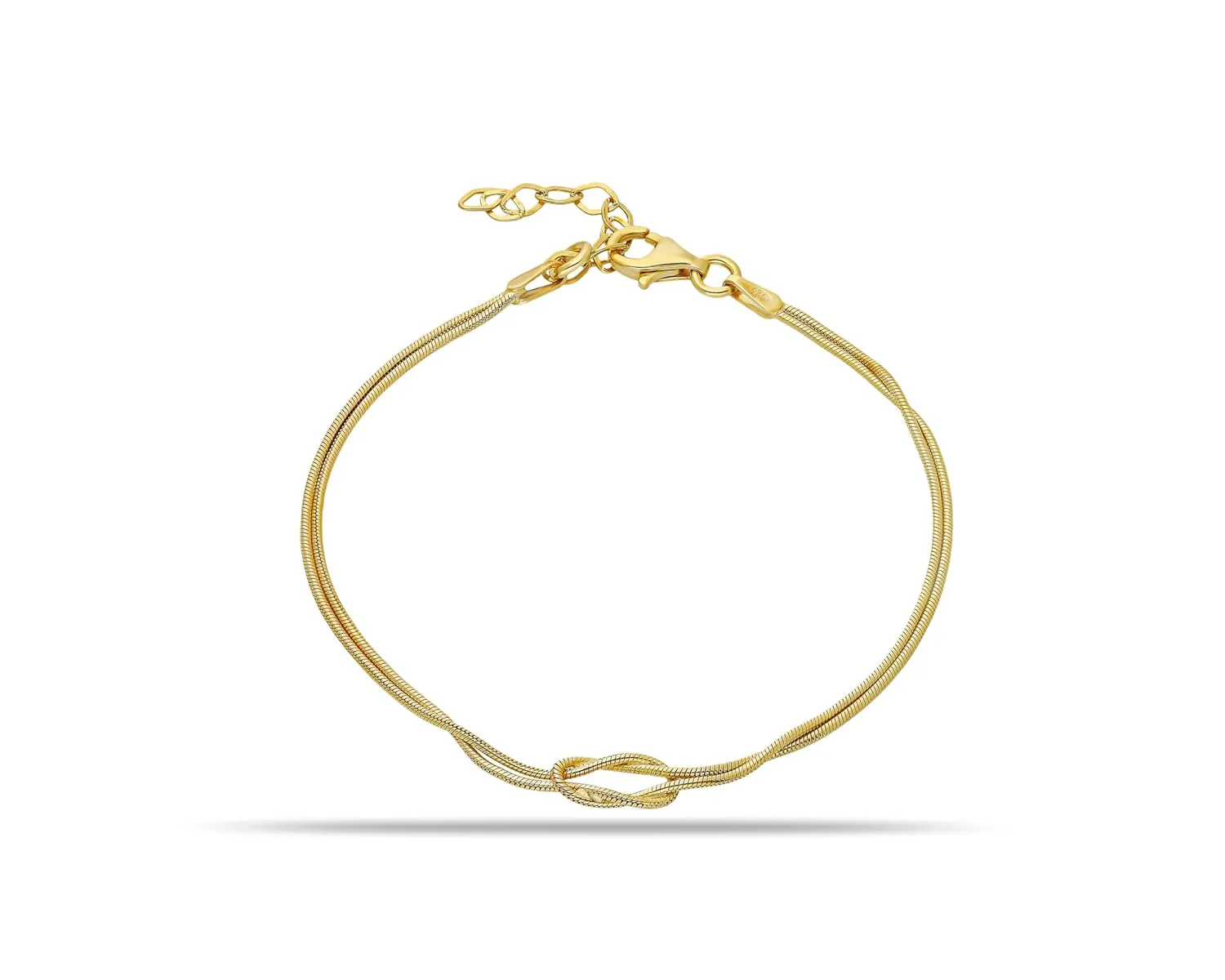 Love Knot Bracelet. Minimal Snake Chain Designer Bracelet. UNISEX gold plated High quality Sterling silver Jewelry for a meaningful timeless gift! (Gold)