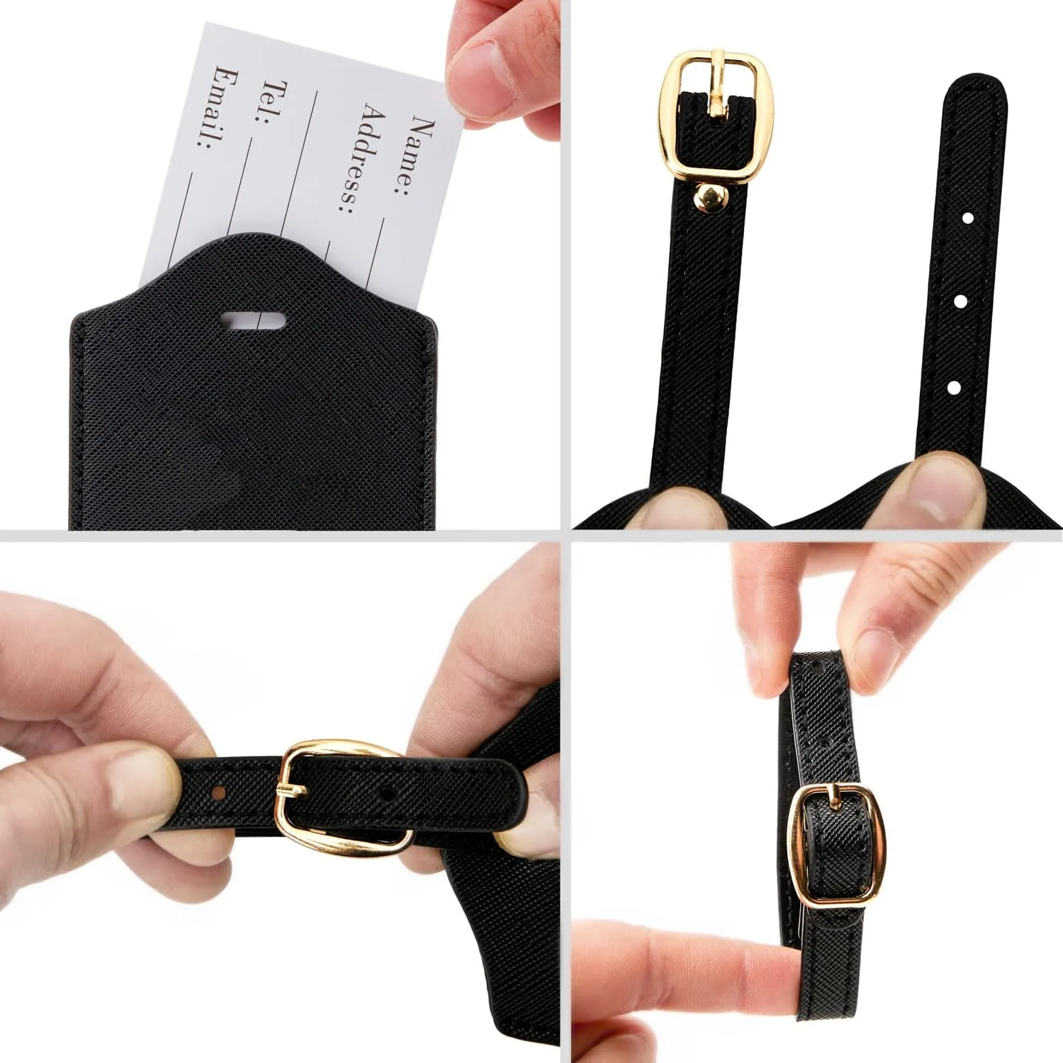 Luggage Tag PU Leather for Suitcase Baggage Handbag Travel Bag Label Suitcase Tag Label Tag w. Name Card & Privacy Cover (M)