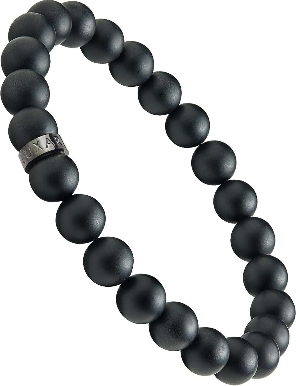 LUXAR Mens Black Onyx Stone Bead Bracelets | Matte Black 8mm Stone | Minimalist, Designer Jewelry for Men