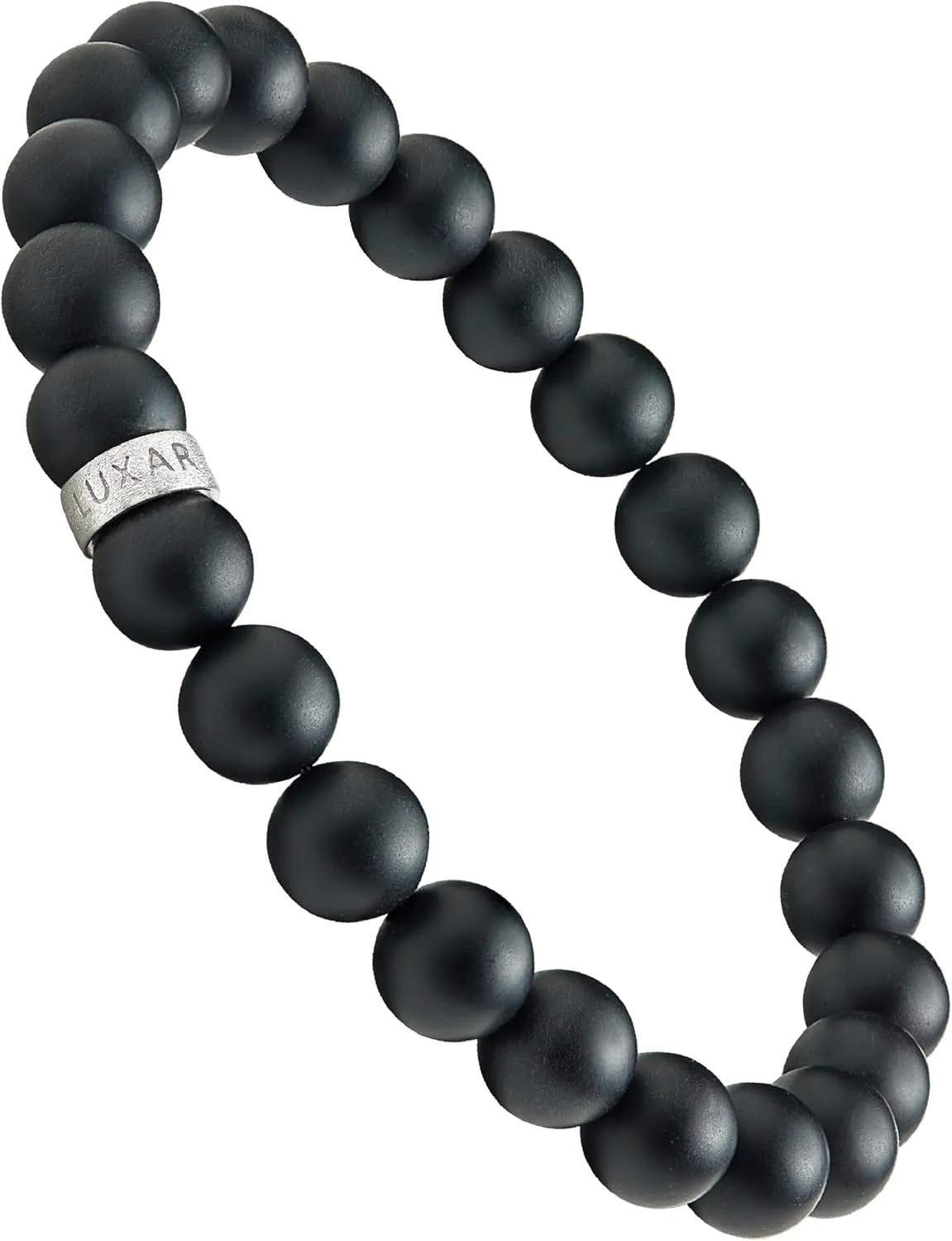 LUXAR Mens Black Onyx Stone Bead Bracelets | Matte Black 8mm Stone | Minimalist, Designer Jewelry for Men