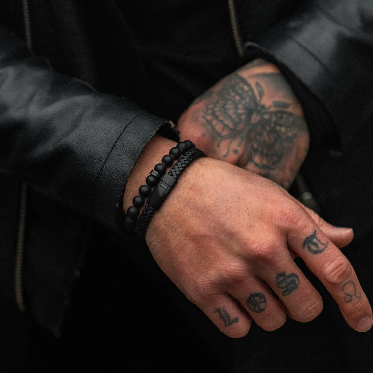 LUXAR Mens Black Onyx Stone Bead Bracelets | Matte Black 8mm Stone | Minimalist, Designer Jewelry for Men