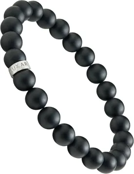LUXAR Mens Black Onyx Stone Bead Bracelets | Matte Black 8mm Stone | Minimalist, Designer Jewelry for Men