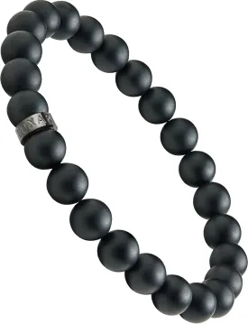 LUXAR Mens Black Onyx Stone Bead Bracelets | Matte Black 8mm Stone | Minimalist, Designer Jewelry for Men