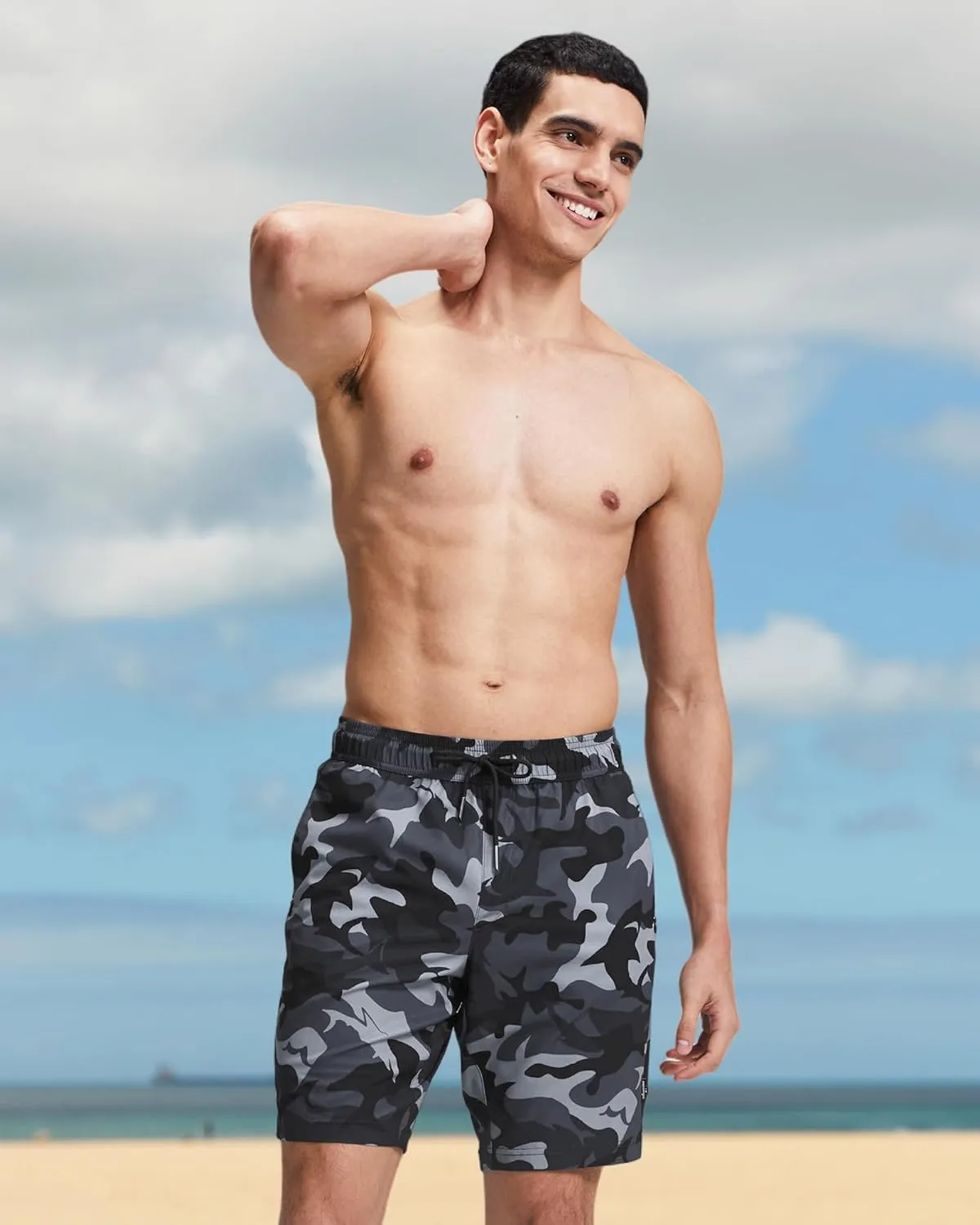 maamgic Mens Swim Trunks with Compression Liner 9 Inch Stretch Quick Dry Swim Shorts with Zipper Pockets Swimwear