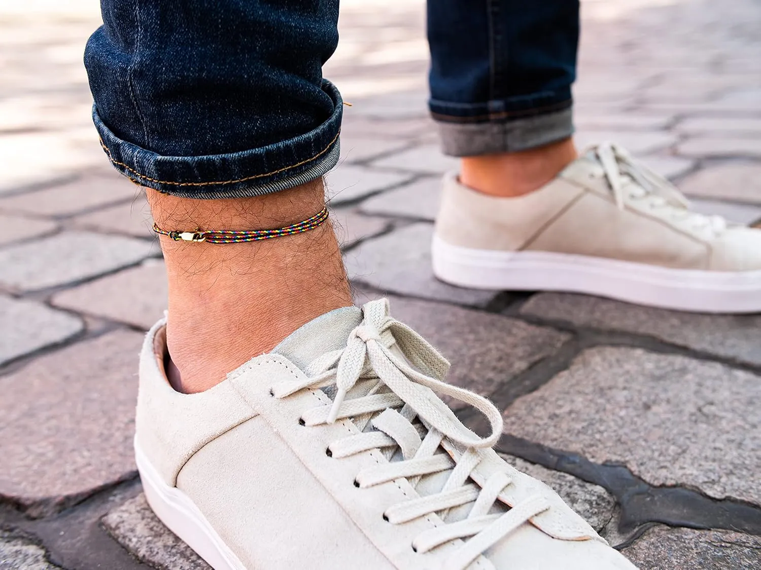 Made by Nami Surfer Anklet with Snap Hook Clasp Waterproof & Adjustable Thin String Ankle Bracelets for Women and Men Handmade Jewelry for Beach and Music Festival Accessories (Dark Retro Gold)
