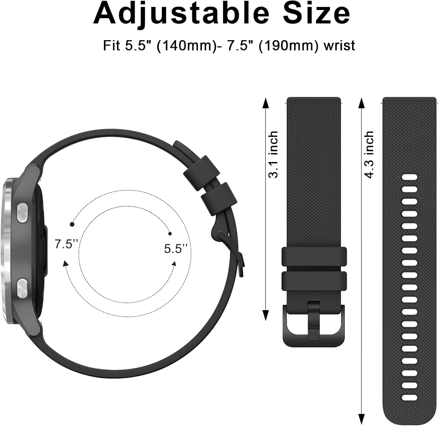 Meliya 20mm 22mm Watch Bands Quick Release Replacement Wristband, Soft Silicone Bands Breathable Sport Replacement Straps for Men Women