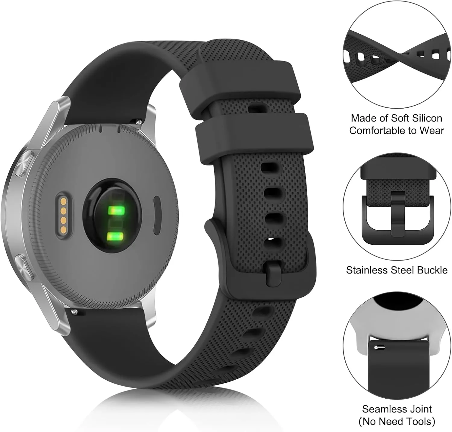 Meliya 20mm 22mm Watch Bands Quick Release Replacement Wristband, Soft Silicone Bands Breathable Sport Replacement Straps for Men Women