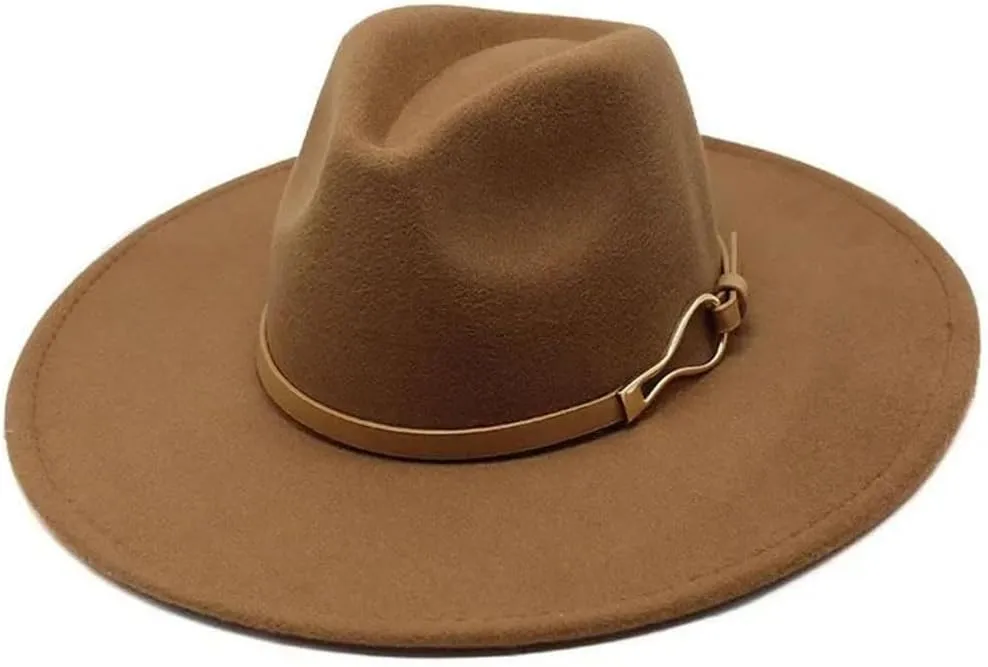 Men Fedora Hat Women Big Wide Brim Vintage Jazz Hat Winter Formal Dress Cap