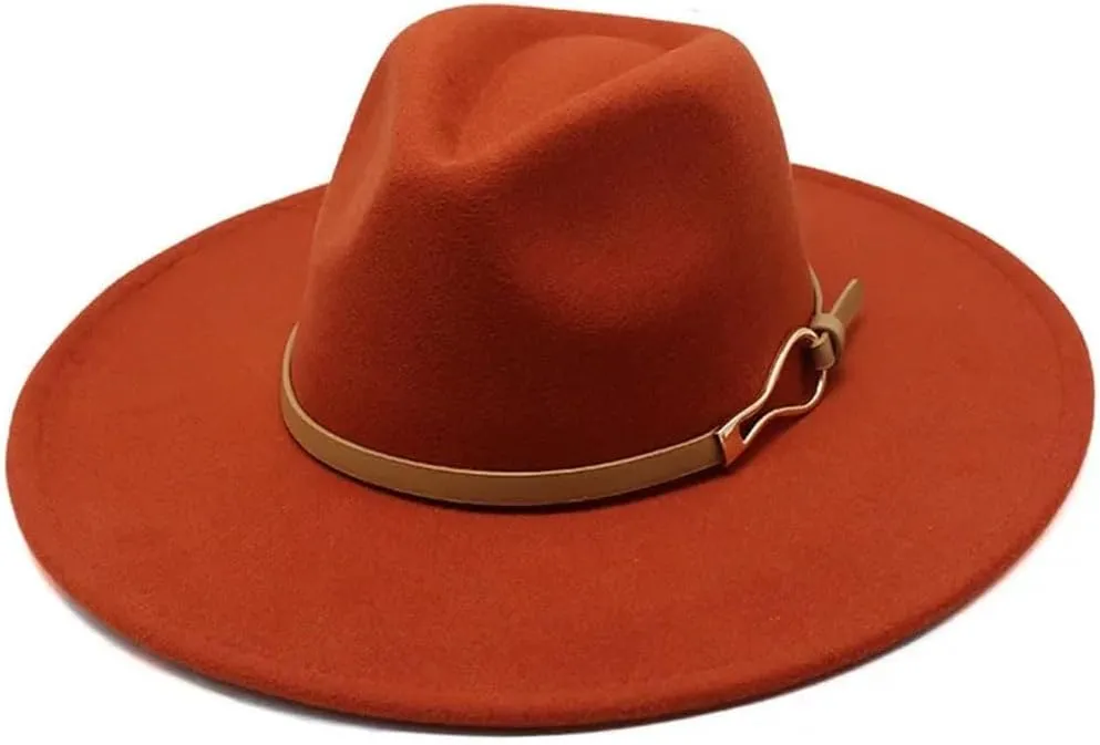 Men Fedora Hat Women Big Wide Brim Vintage Jazz Hat Winter Formal Dress Cap