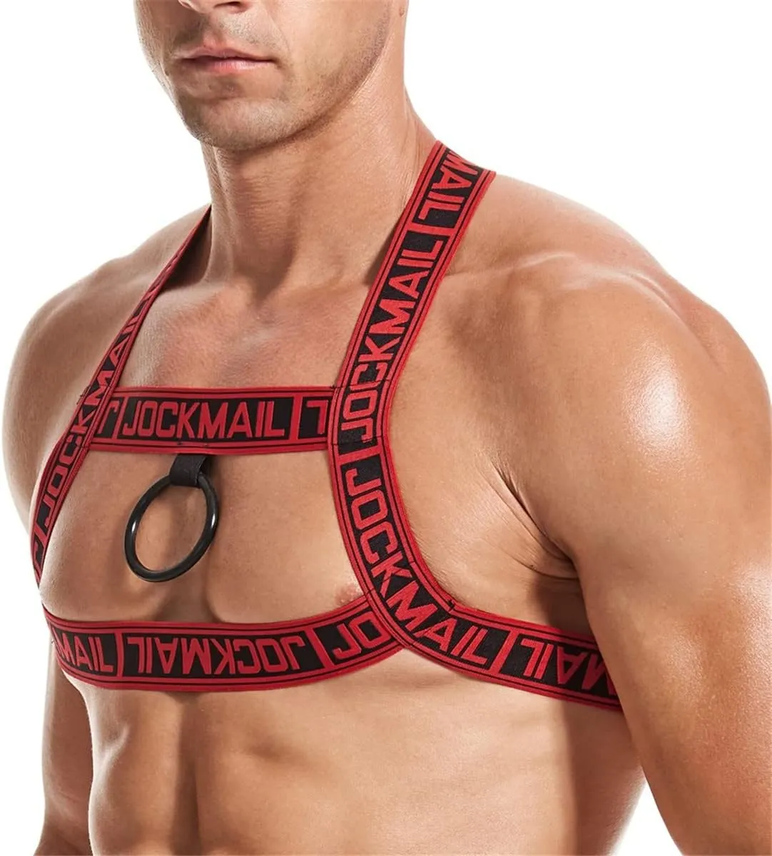 Mens Fitness Shoulder Strap Crop Top Chest Muscle Harness Bandage Strap