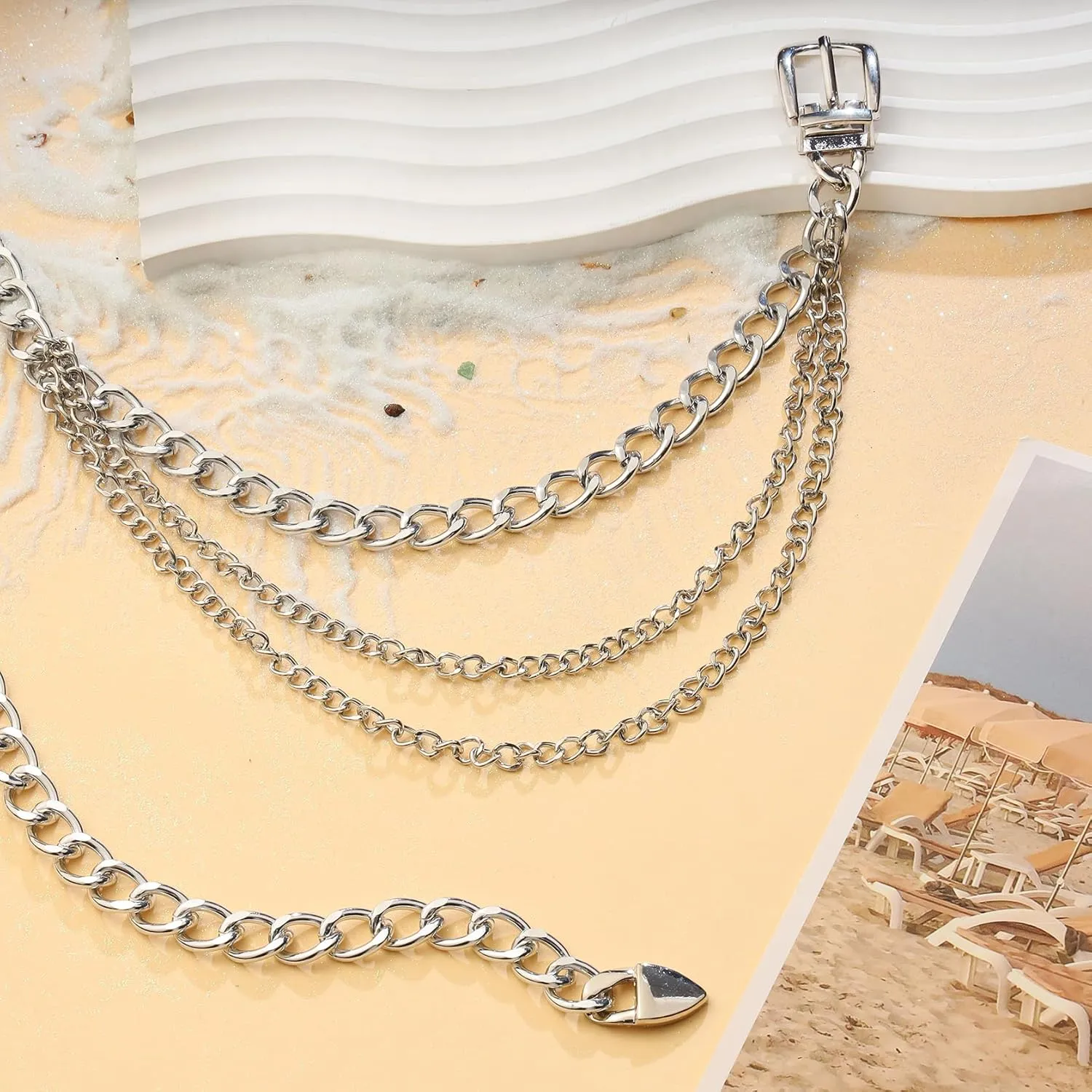 MILAKOO Multi-layered Waist Chains Belt Sun Flower Charms Pendant Metal Link Belt for Women Elegant Jewelry Accessories