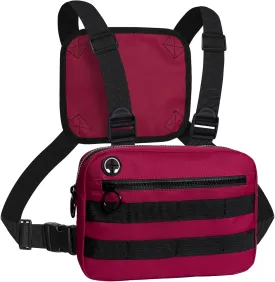MJNUONE Outdoor Chest Bag For MenTactical Chest pack with Reflective, Lightweight Utility Chest Rig Bag with Extra Storage for Running Climb Cycling Hiking(Red Bag)