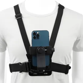 Mobile Phone Chest Mount Harness Strap Cell Phone Holder Mount for Video Recording Bike/Kayak/Fishing/Skateboard POV/VLOG for iPhone/Samsung for GoPro Hero 11 10 9 8/Insta360/DJI Action Camera, Black