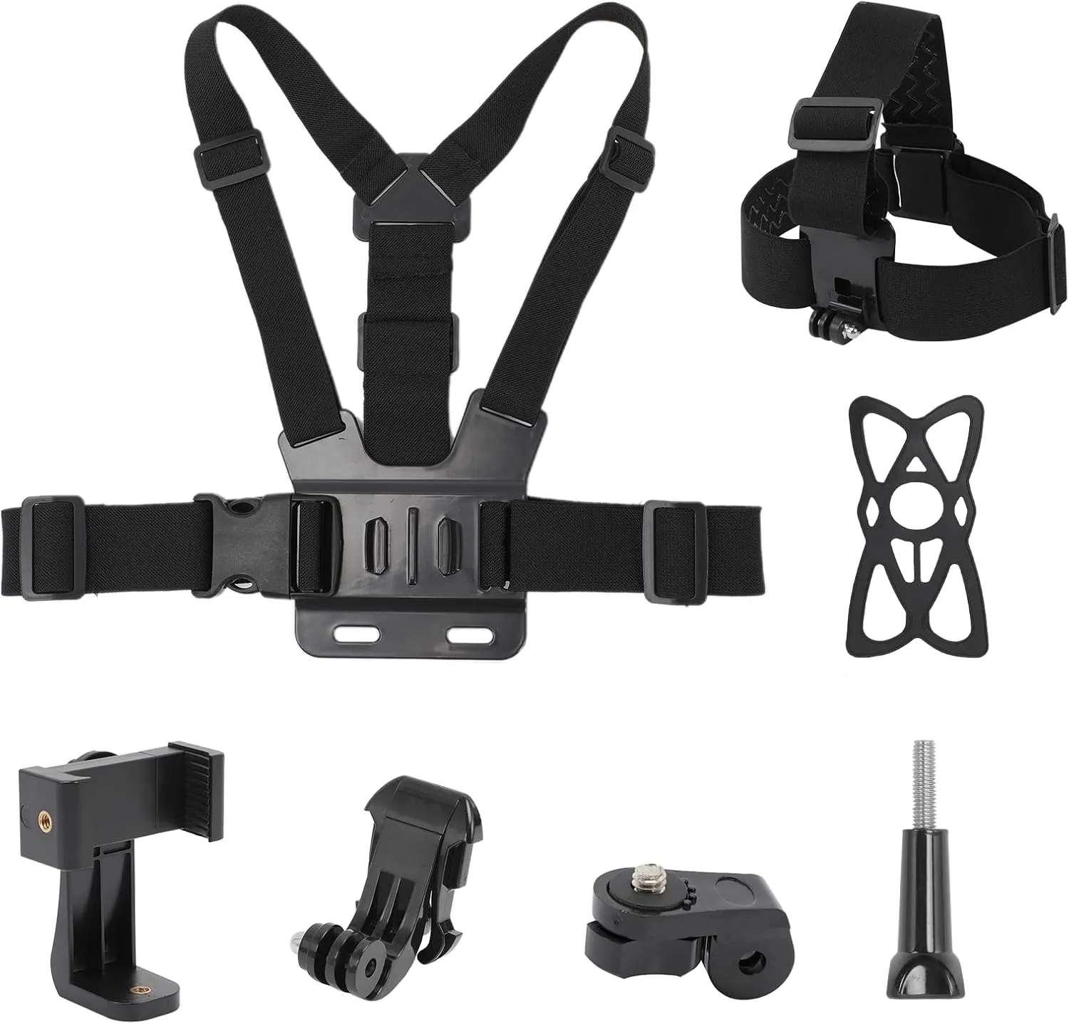 Mobile Phone Chest Strap Harness Mount Head Strap Holder Kit for POV/VLOG,Cell Phone Clip Compatible with iPhone,Samsung,GoPro Hero 9, 8,7, 6, 5, 4, 3,2, 1,AKASO,DJI Osmo,and Action Cameras