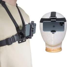 Mobile Phone Chest Strap Mount Harness and Head Strap Holder Kit for VLOG/POV Phone Holder Compatible with iPhone, Samsung, Google and GoPro, AKASO, DJI Osmo Action Camera