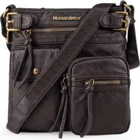 Montana West Crossbody Bag for Women Multi Pocket Shoulder Medium Travel Purses Ultra Soft Washed Leather