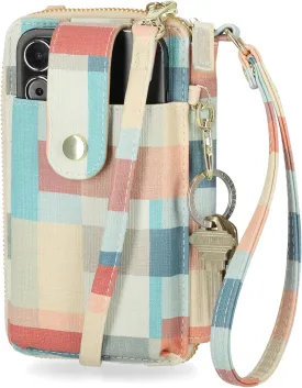 Mundi Jacqui RFID Crossbody Wallet for Women, Vegan Leather Small Travel Handbag with Phone Holder, Compact Organizer with Card Slots and Adjustable Strap, Vacation Purse in Abstract Field
