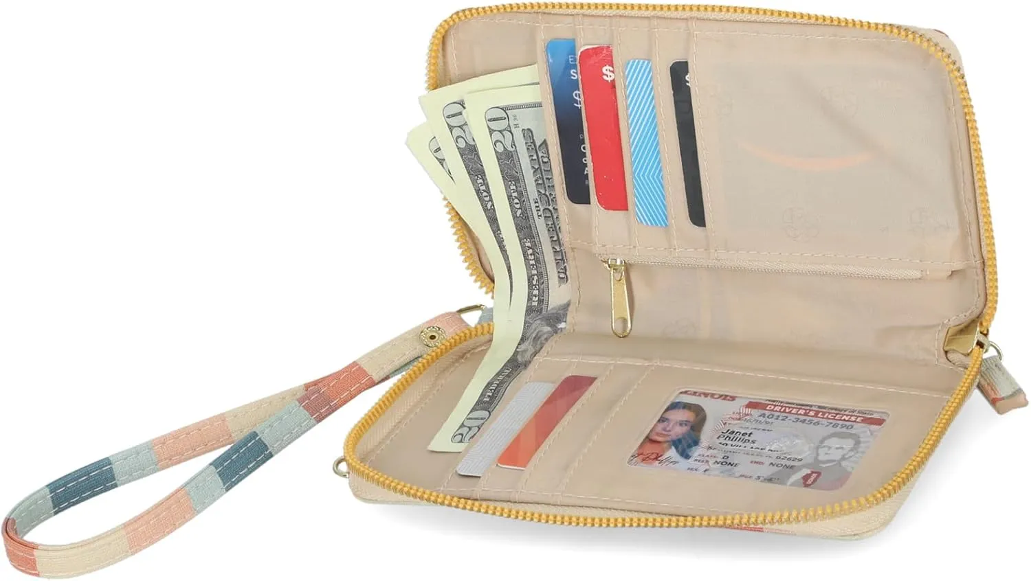 Mundi Jacqui RFID Crossbody Wallet for Women, Vegan Leather Small Travel Handbag with Phone Holder, Compact Organizer with Card Slots and Adjustable Strap, Vacation Purse in Abstract Field