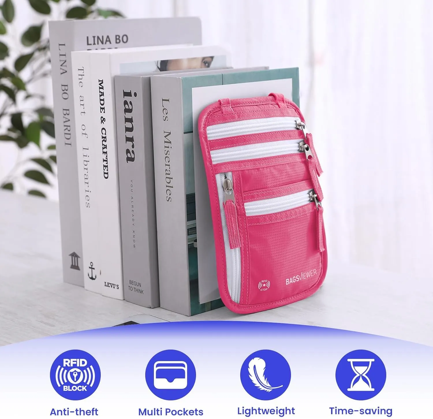 Neck Wallet, RFID Blocking Passport Holder for Travel, Waterproof and Slim Pouch with Adjustable Neck Strap for Men, Women to Secure Cash and Credit Cards, 8"  8.5"