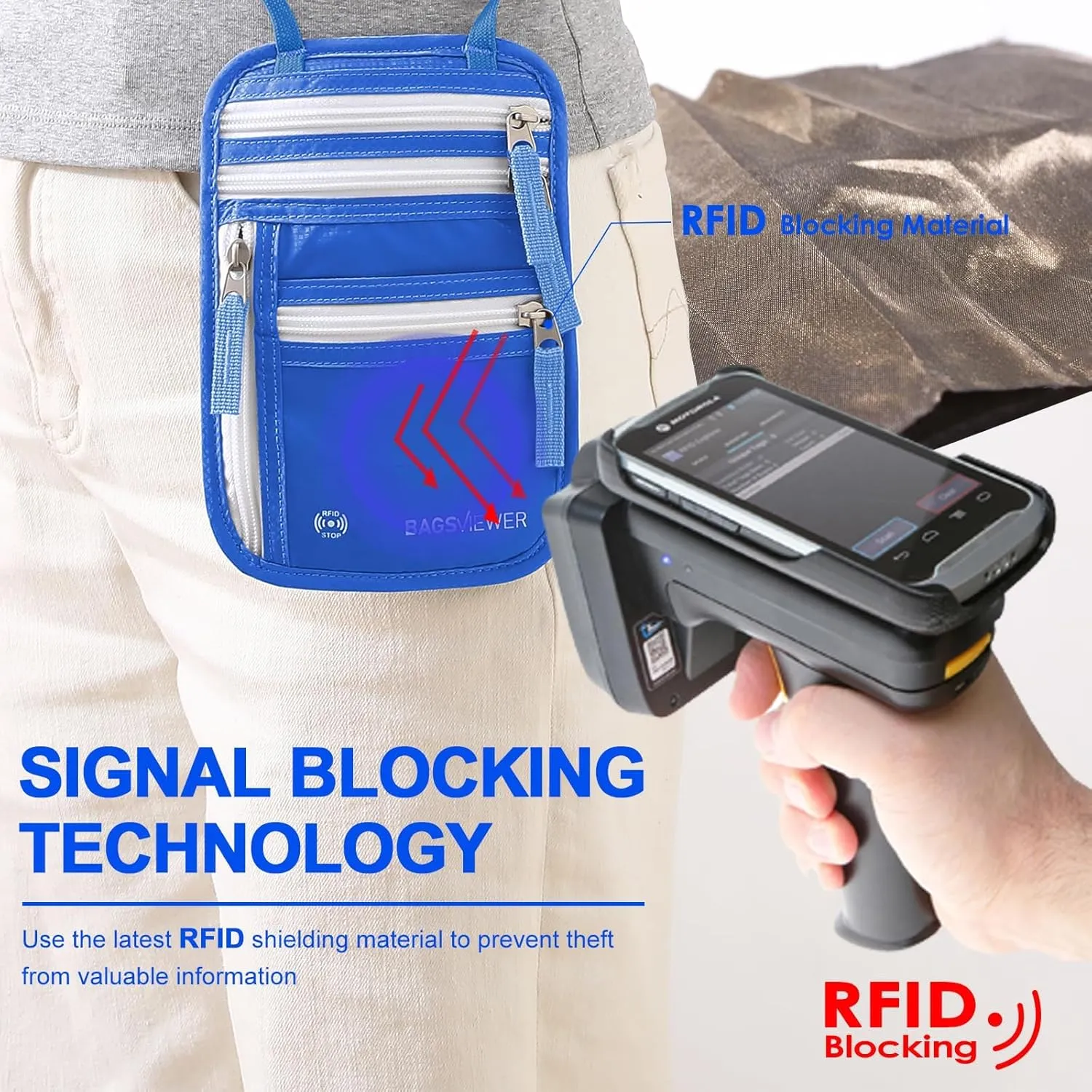 Neck Wallet, RFID Blocking Passport Holder for Travel, Waterproof and Slim Pouch with Adjustable Neck Strap for Men, Women to Secure Cash and Credit Cards, 8"  8.5"