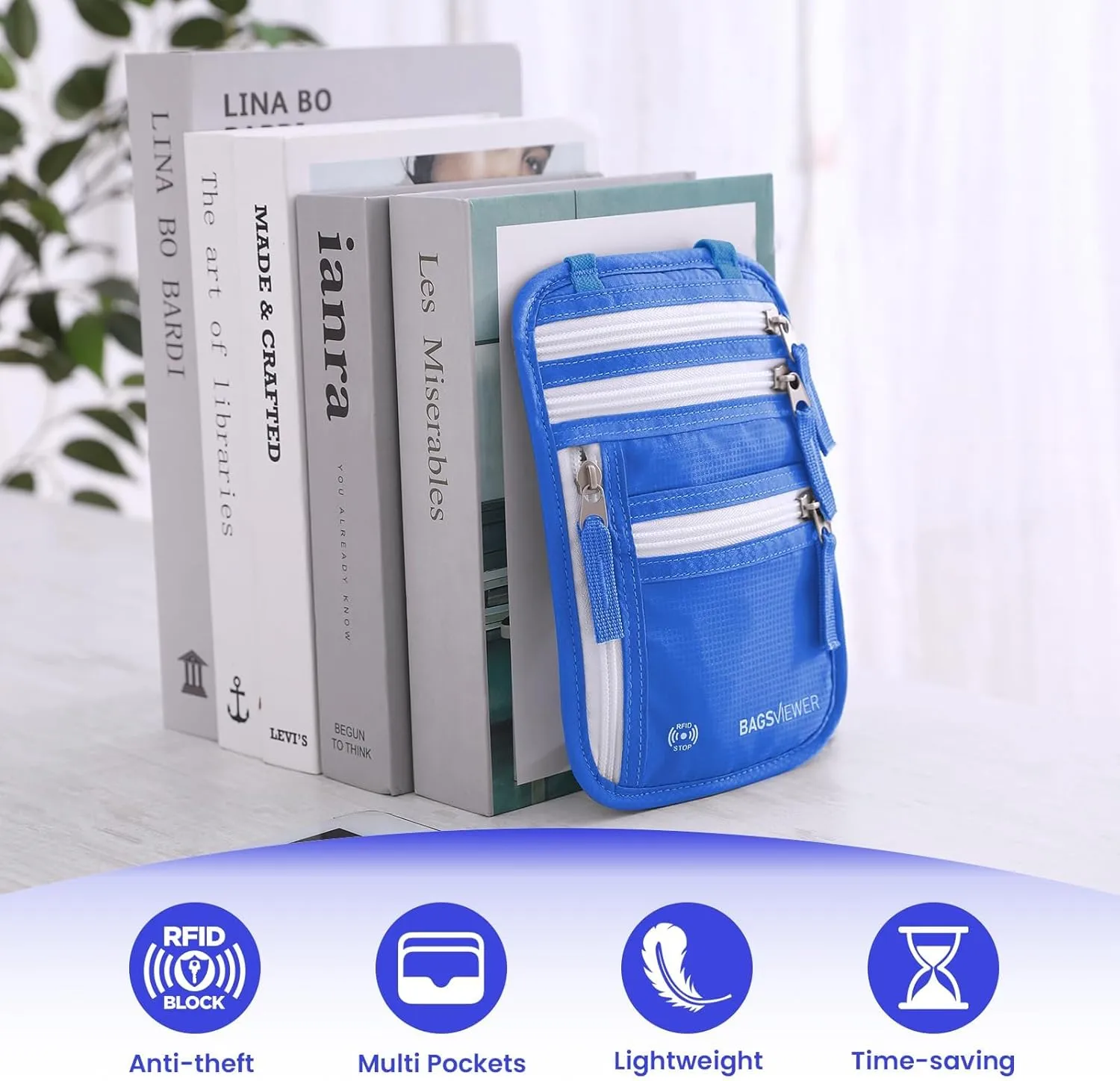 Neck Wallet, RFID Blocking Passport Holder for Travel, Waterproof and Slim Pouch with Adjustable Neck Strap for Men, Women to Secure Cash and Credit Cards, 8"  8.5"