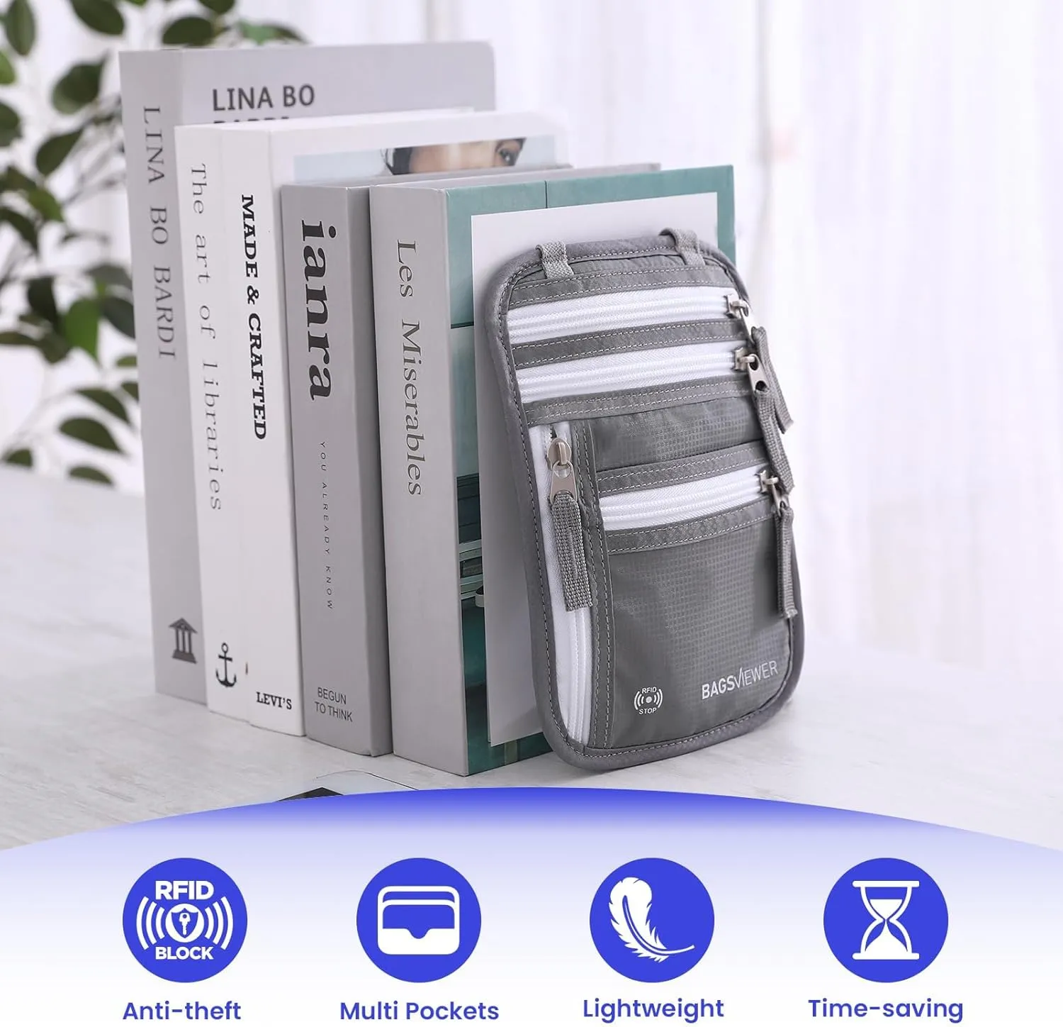 Neck Wallet, RFID Blocking Passport Holder for Travel, Waterproof and Slim Pouch with Adjustable Neck Strap for Men, Women to Secure Cash and Credit Cards, 8"  8.5"