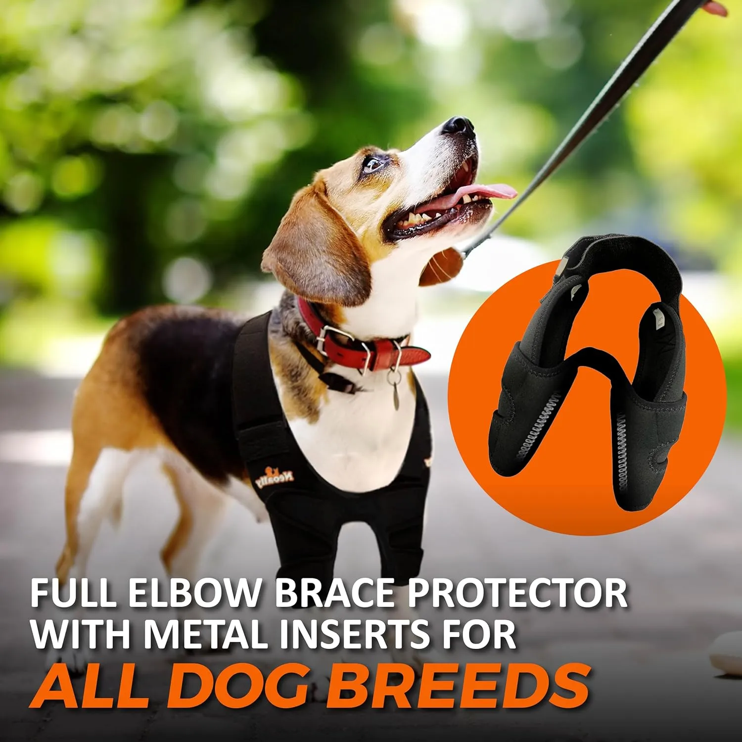 NeoAlly Dog Elbow Support Brace with Metal Inserts for Canine Elbow and Shoulder Support Elbow Hygroma, Dysplasia, Orthosis, Calluses, Pressure Sores and Shoulder Dislocation (Left Leg, Eextra Large)