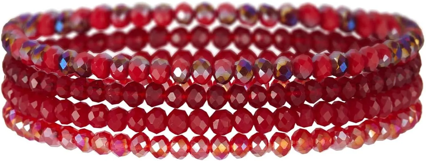 Noessla Beaded Boho Stretch Bracelet Colorful Stackable Crystal Beads Bracelets Trendy Costume Jewelry Mothers Day Gifts for Women