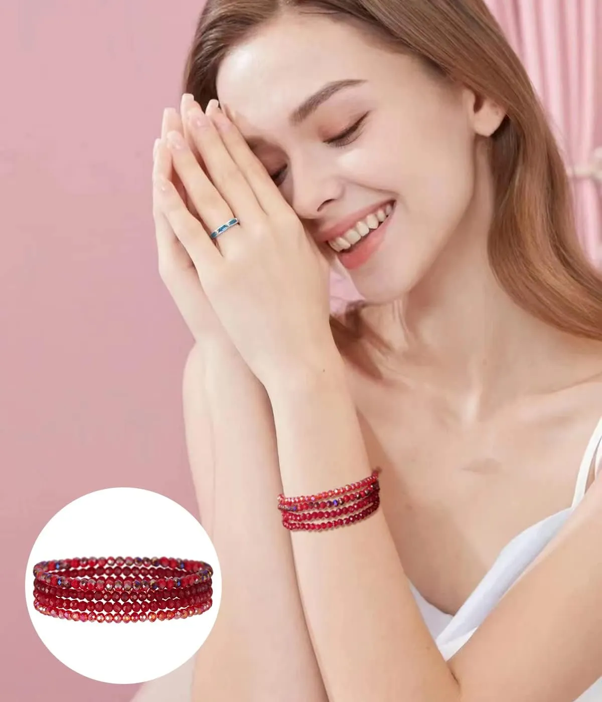 Noessla Beaded Boho Stretch Bracelet Colorful Stackable Crystal Beads Bracelets Trendy Costume Jewelry Mothers Day Gifts for Women