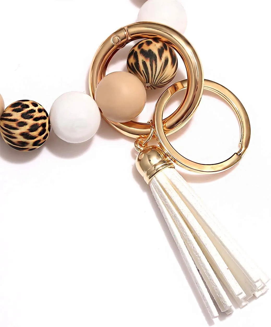 NVENF Silicone Key Ring Bracelet Beaded Wrislet Keychain Portable House Car Keys Ring Holder