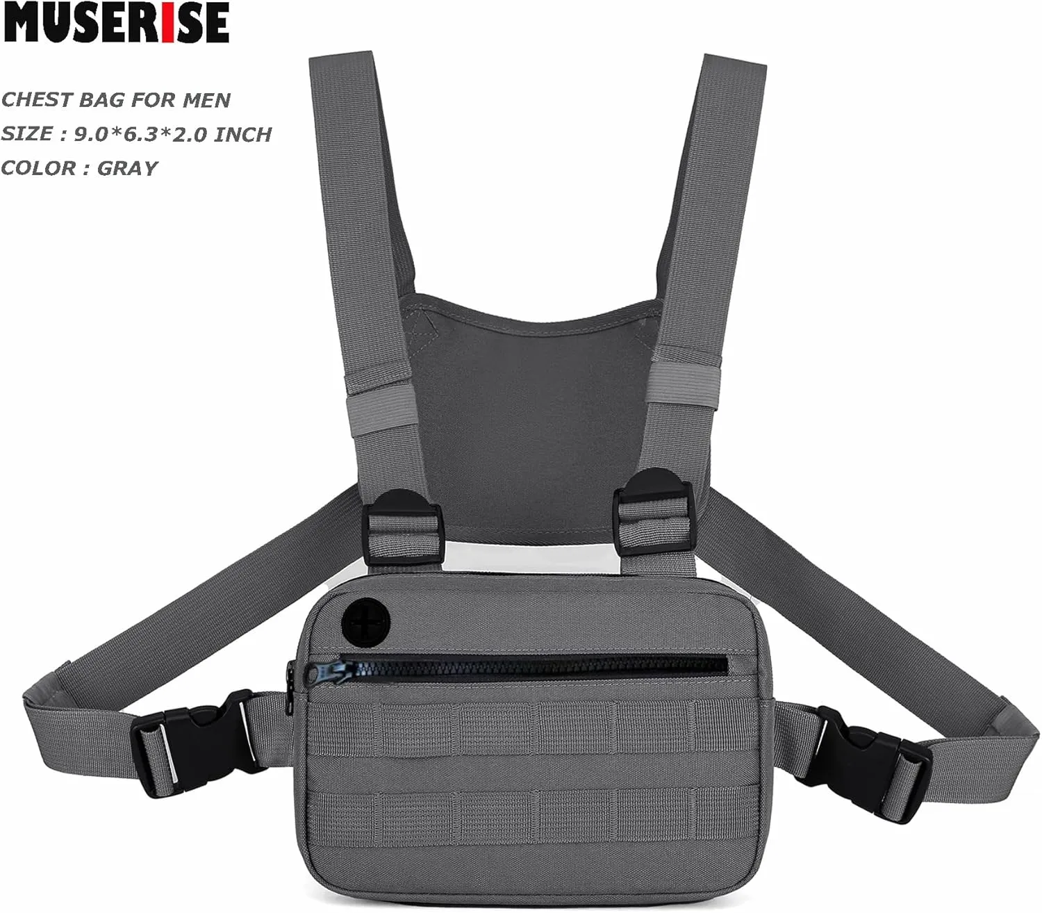 Outdoor Chest Bag For Men, EDC Chest Pack With Built-In Phone Holder, Lightweight Chest Rig Pouch