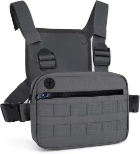 Outdoor Chest Bag For Men, EDC Chest Pack With Built-In Phone Holder, Lightweight Chest Rig Pouch