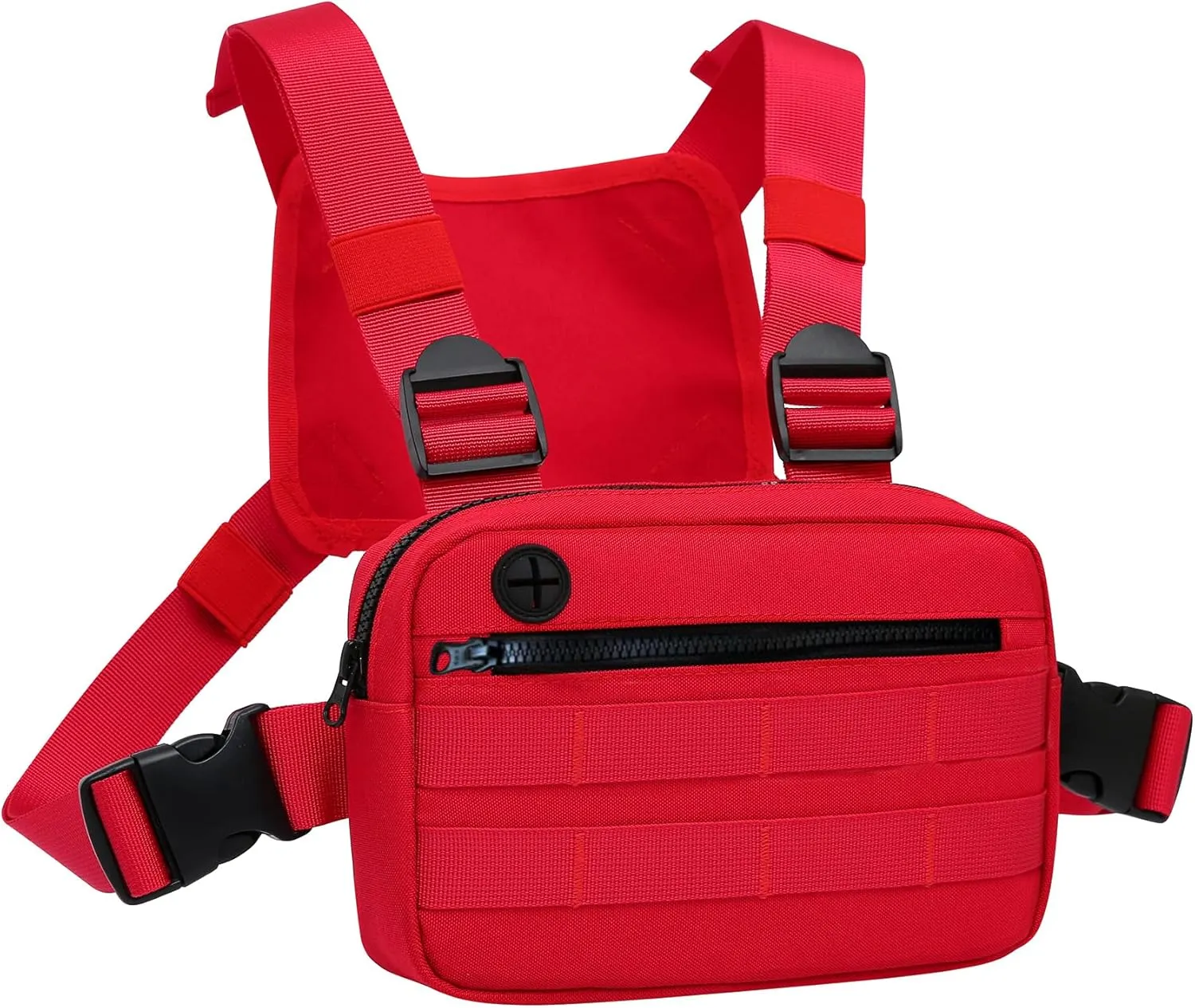 Outdoor Chest Bag For Men, EDC Chest Pack With Built-In Phone Holder, Lightweight Chest Rig Pouch