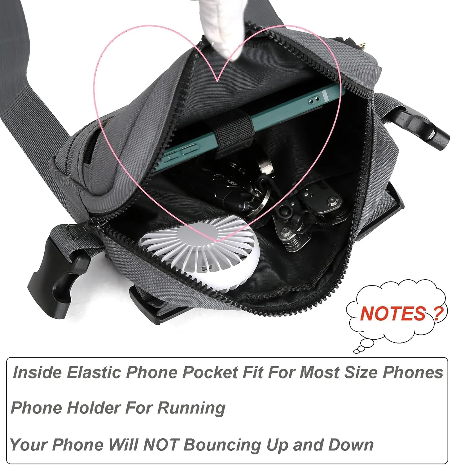 Outdoor Chest Bag For Men, EDC Chest Pack With Built-In Phone Holder, Lightweight Chest Rig Pouch