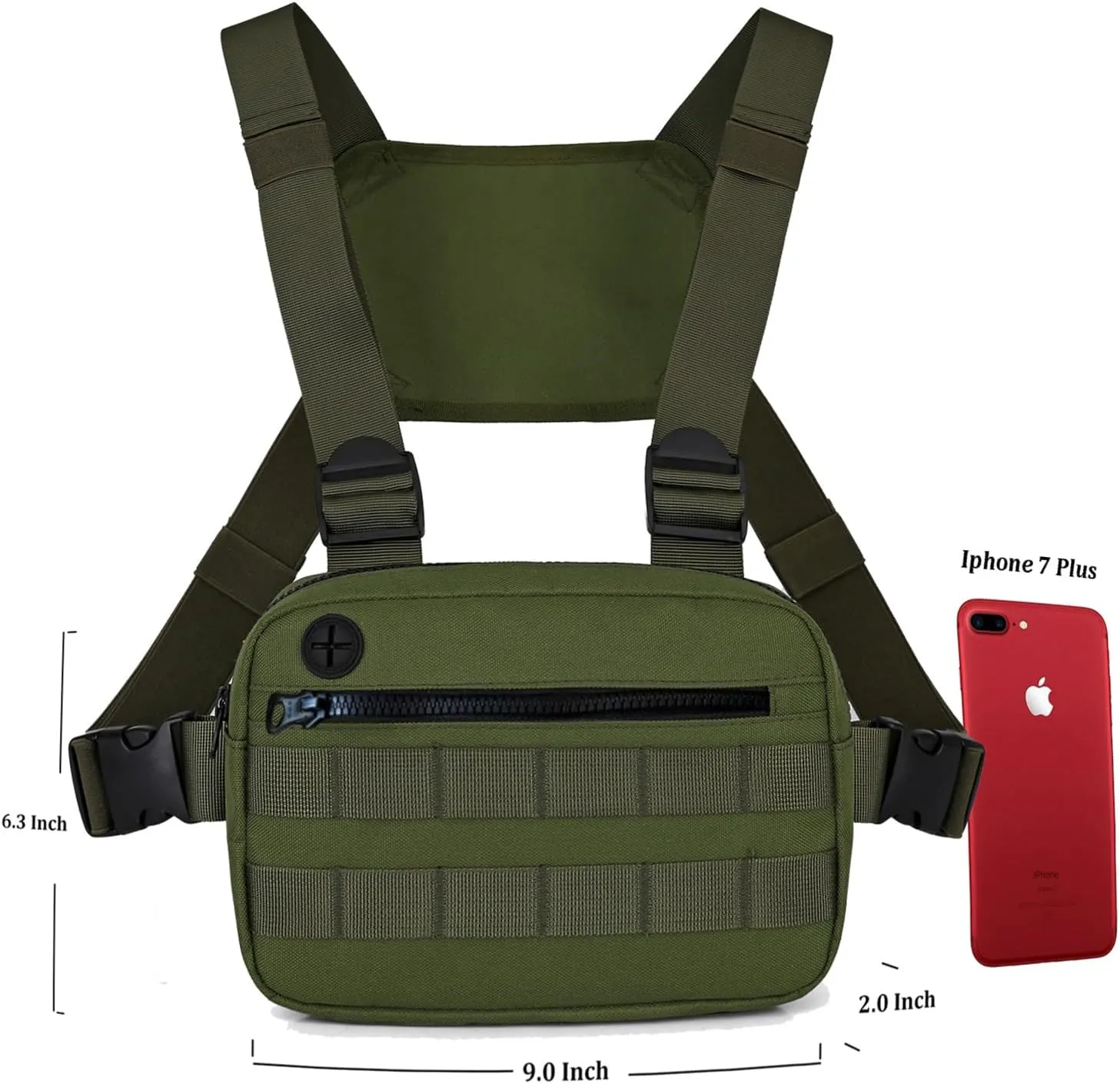 Outdoor Chest Bag For Men, EDC Chest Pack With Built-In Phone Holder, Lightweight Chest Rig Pouch
