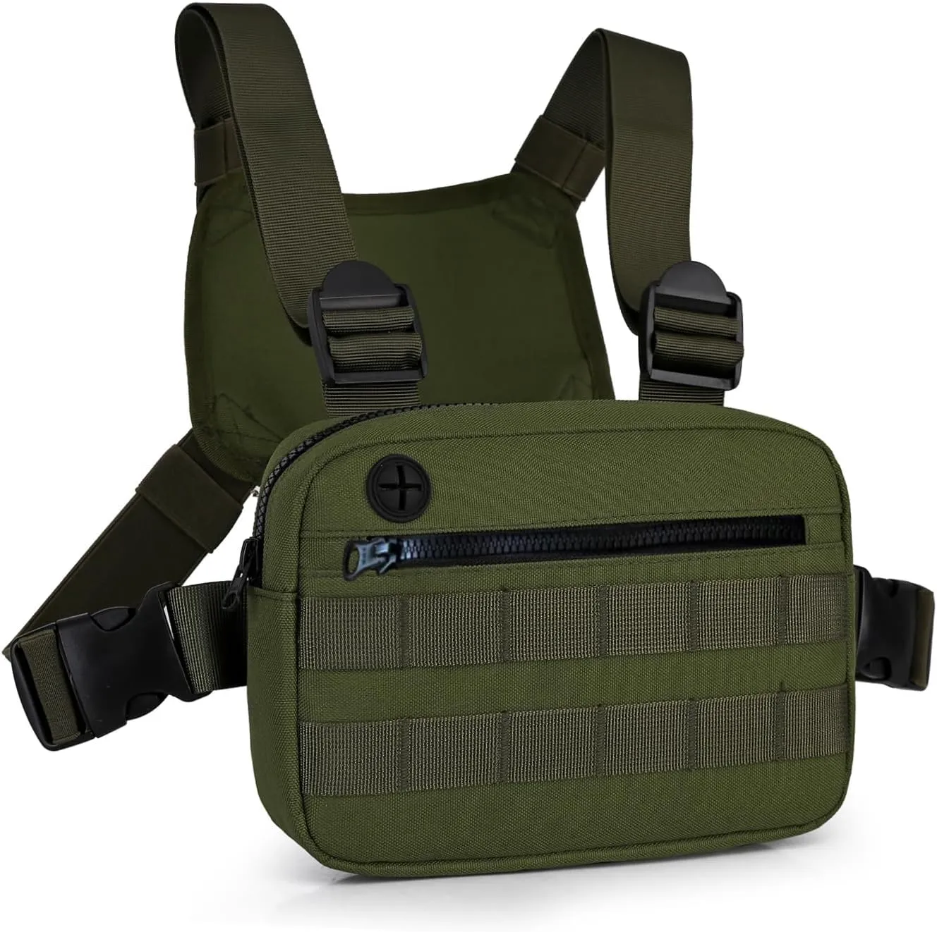 Outdoor Chest Bag For Men, EDC Chest Pack With Built-In Phone Holder, Lightweight Chest Rig Pouch