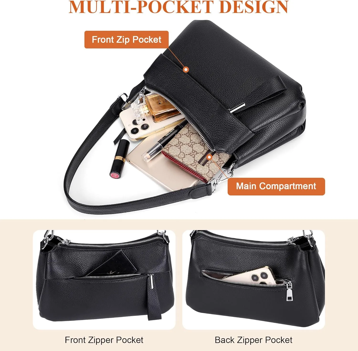 Over Earth Leather Handbags for Women Small Hobo Shoulder Bag Ladies Crossbody Purse