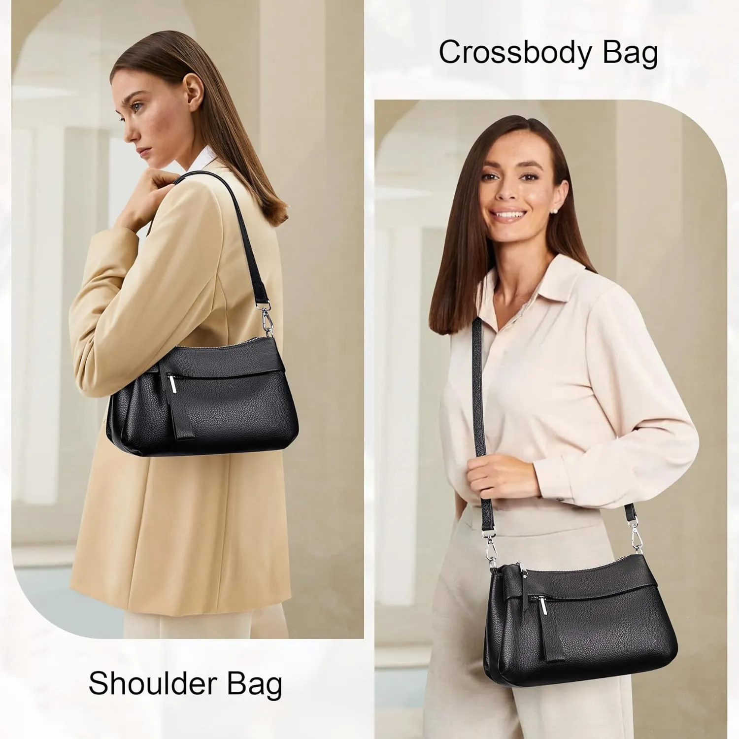 Over Earth Leather Handbags for Women Small Hobo Shoulder Bag Ladies Crossbody Purse
