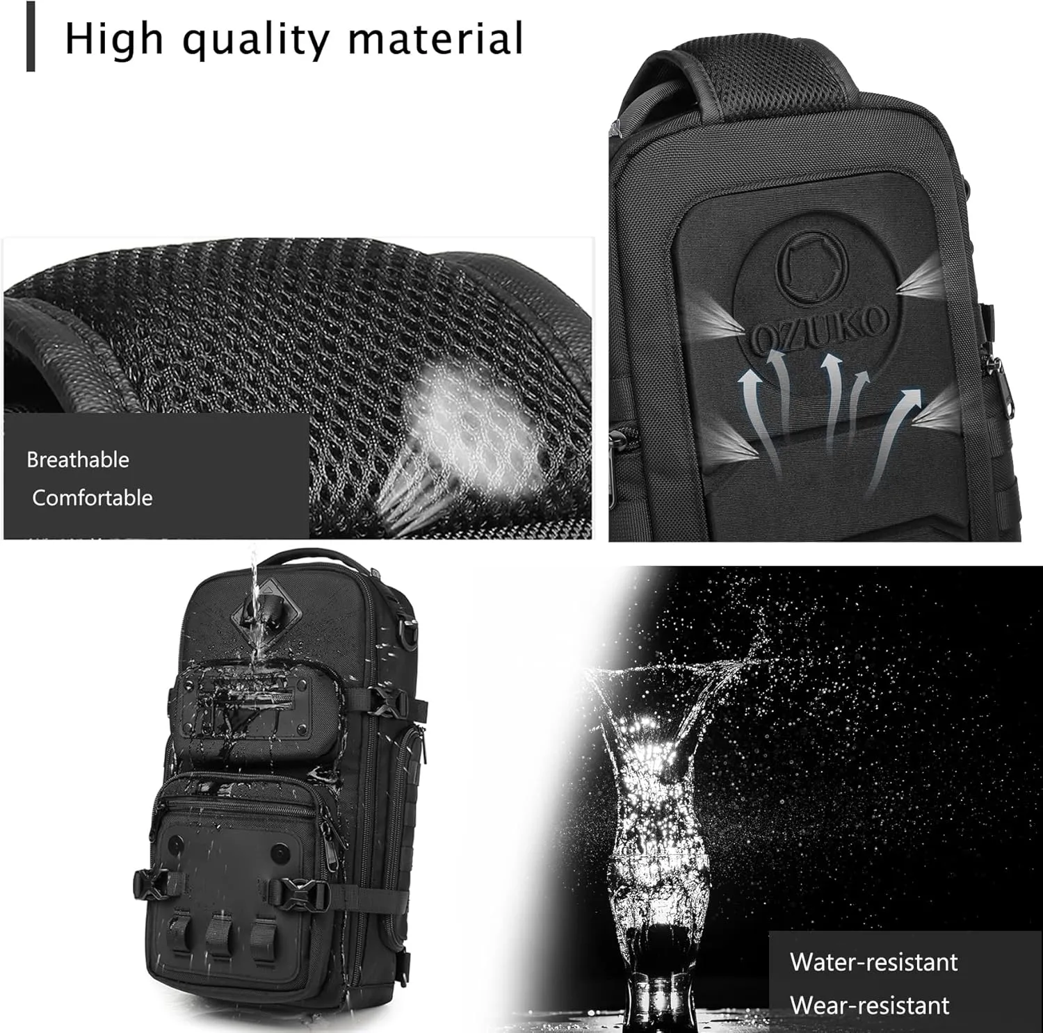 OZUKO Tactical Backpack Chest Sling Bags for Men, Waterproof Crossbody Shoulder Daypack for Outdoor Walking Hiking Trekking (Camo)