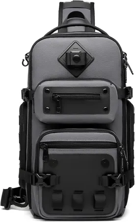 OZUKO Tactical Backpack Chest Sling Bags for Men, Waterproof Crossbody Shoulder Daypack for Outdoor Walking Hiking Trekking (Dark gray)